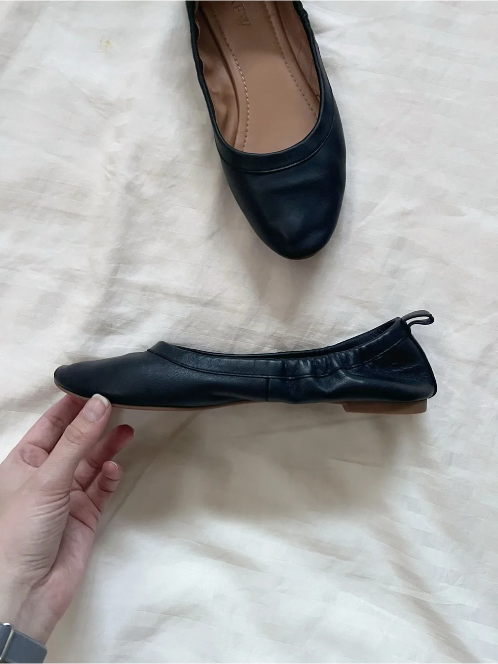 J. Crew | Lizzie Leather Round Toe Ballet Flats | Black, Size 6.5